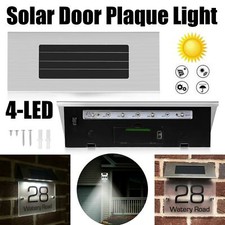 Solar Powered House Door Number 4LED Light Wall Plaque Doorplate Modern Lamp UK