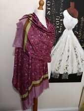 White Stuff  Luxury Pashmina Shawl Wrap Oversized Scarf Dusky Pink Navy Mix  New