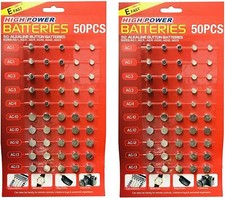 100 ASSORTED BUTTON CELL WATCH BATTERY BATTERIES AG 1 / 3 / 4 / 10 / 12 / 13 UK