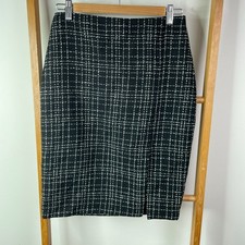 Forever New Skirt Womens 4 Black Amber Boucle Grid Pattern Knee Length Pencil