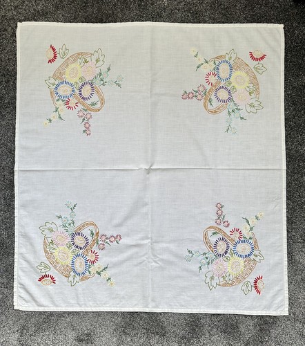 Embroidered cream tablecloth - embroidered,