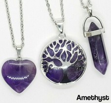 Tree of Life Necklace Natural Quartz Healing Stone Pendant Chain Silver Gift Set