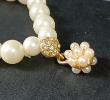 Pearl Effect Beaded Bracelet rhinestone dangle christmas gift style UK fashion