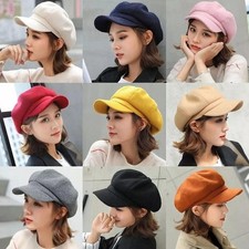 Ladies Women Girl Wool Blend Baker Boy Peaked Cap Newsboy Hat Retro Beret Cap UK