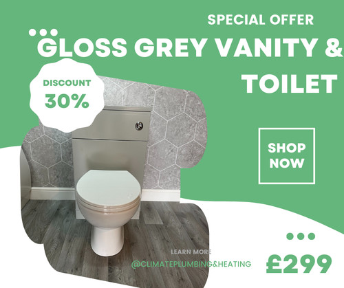 Gloss grey toilet vanity - gloss,