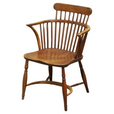 FINE ANTIQUE EARLY 19TH CENTURY BURR YEW WOOD & ELM COMB BACK WINDSOR ARMCHAIR