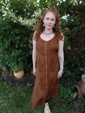 Indian Embroidery Design Maxi Dress |  Button Down Dress Hippy Boho  8 10 12 14