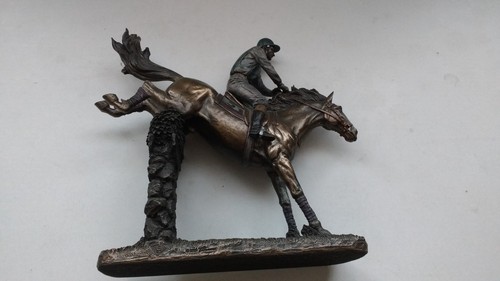 Horse jockey bronze - horse,