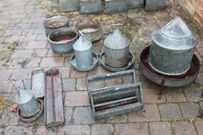 vintage galvanised chicken feeder/waterer