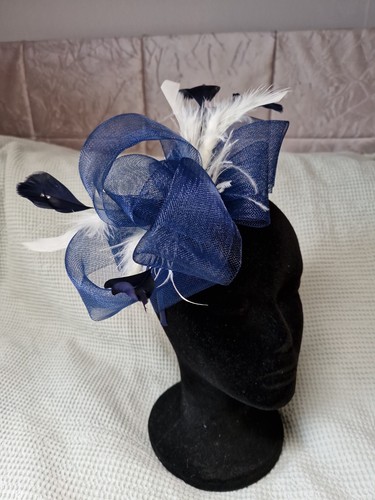 Navy and cream feather - navy,