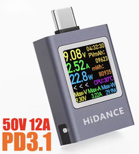 Colour USB Voltage Current Meter Volt Amp Ammeter Type-C Test tester -UK seller