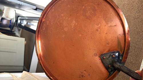 Round copper frying pan - round,