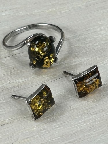 Vintage green baltic - green, amber