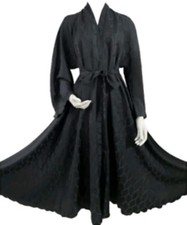 Womens Open Printed Embossed Umbrella Abaya/Dubai/Maxi/Dress Belted Dark Grey 52