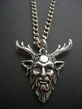 Vintage - Green Man/Cernunnos - Silver Pendant & 16 ins Chain