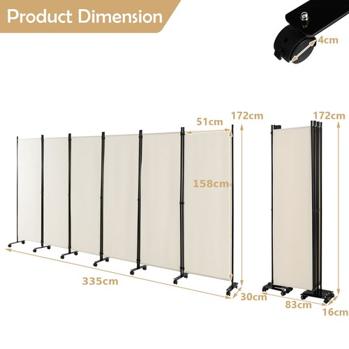 Panel foldable room divider - 6-panel,