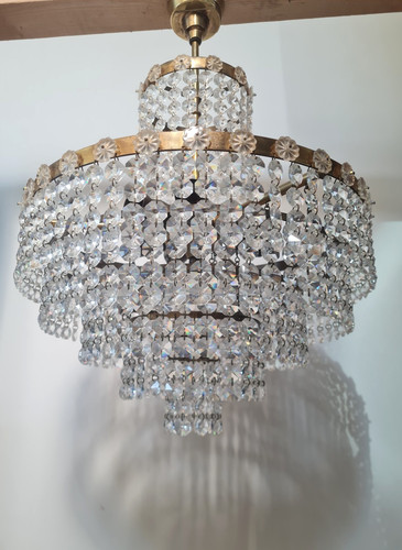 Vintage french brass crystal - brass,