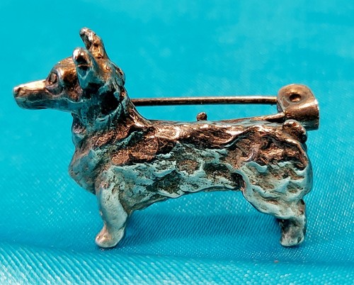 Welsh corgi dog silver tone - corgi,