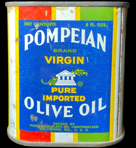 Vintage pompeian olive oil tin - pompeian,