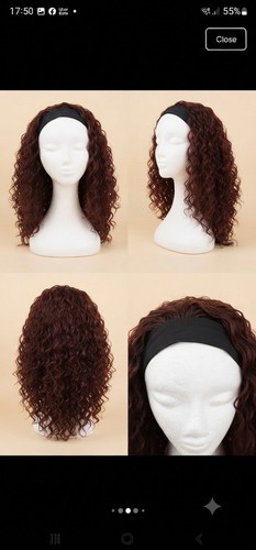Auburn synthetic curly wig - curly,