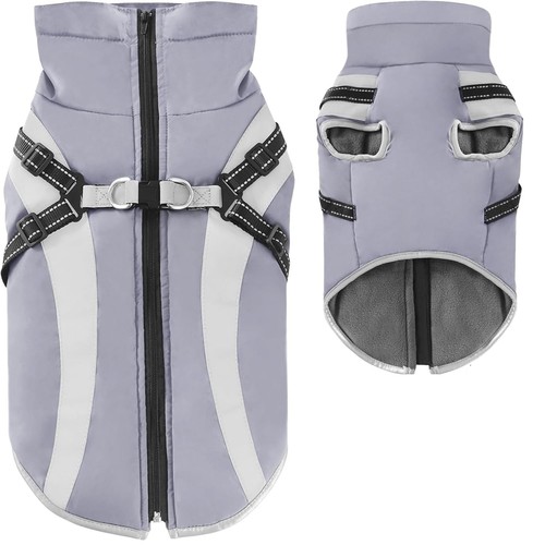 Grey reflective dog coat - grey,