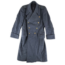 British RAF Greatcoat Crombie Grey Wool Officers Vintage 50s Air Force Medium