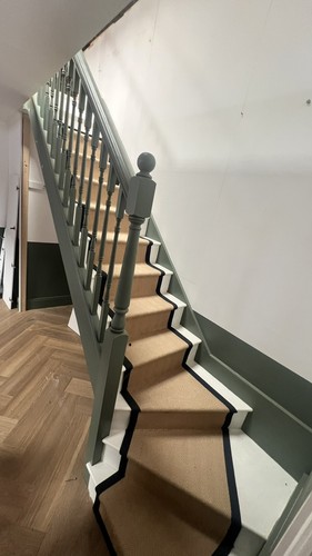 Wooden staircase with runner - staircase,