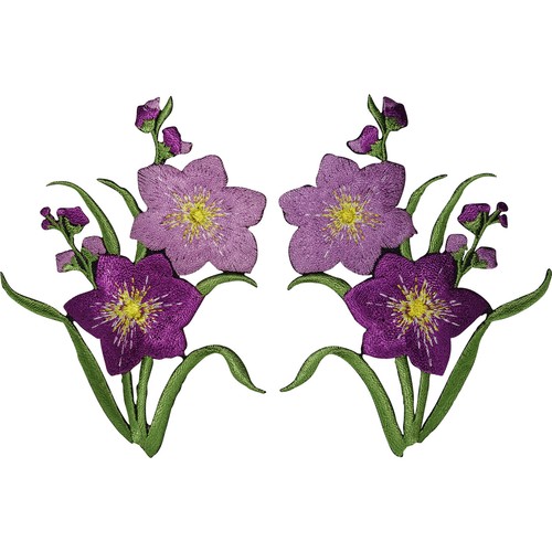 Pair purple flower patches - purple,