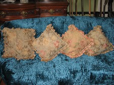 4 Vintage Retro Scatter Sofa Armchair Settee Cushions Set Goose Feather Tassles