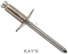 4.8mm LARGE FLANGE HEAD POP RIVETS OPEN BLIND ALUMINIUM / STEEL CHOOSE LENGTH