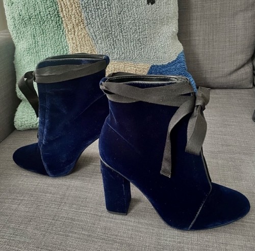 Zara blue suede velvet ankle - blue,