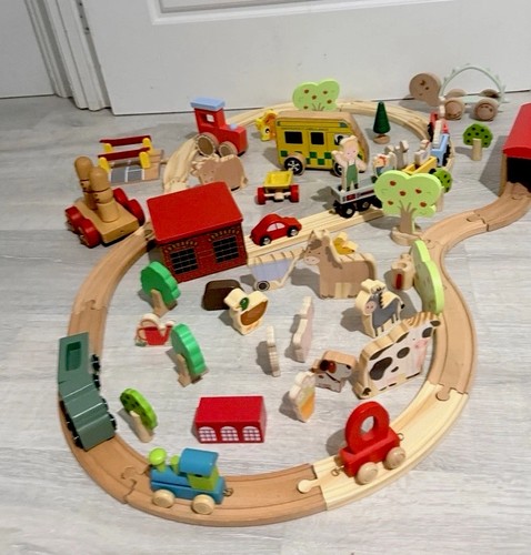 Large wooden train - large, track