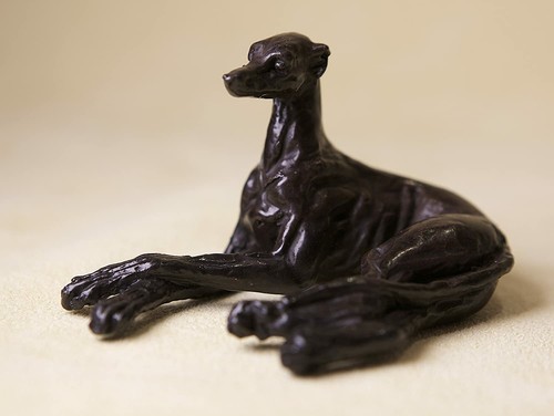 Greyhound lurcher resting - greyhound,