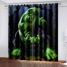 Superheroe Bedroom Curtains Ring Top Marvel Hulk Blackout Door Decor UV Protect