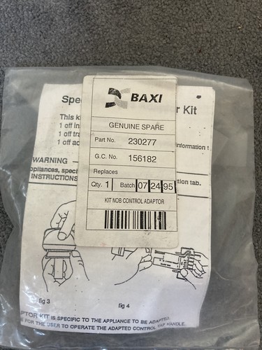 Baxi genuine spare kit - kit, knob