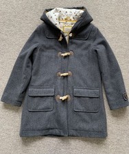 Mini Boden girls grey duffle coat -9-10 yrs toggle zip pockets hood