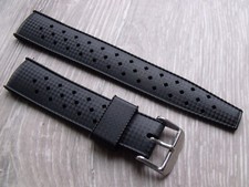 For Seiko Citizen Timex Silicone Rubber Watch Strap Tropical Divers 22mm Black
