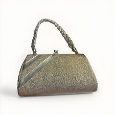 Vintage Hilmar of Manchester Gold Lamé Handbag Evening Bag Braided Strap 