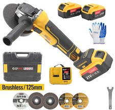 125mm Cordless Angle Grinder Brushless with 2 Battery &Charger &6*Disc Kit&Box🔥