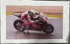 Leon Haslam Hand Signed 23x14 Canvas BSB Autograph HM Plant Honda