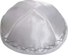 15 cm White Satin Silver