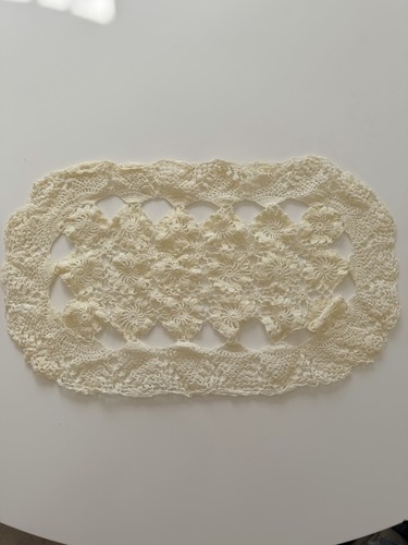 Pale yellow crochet doily - yellow,