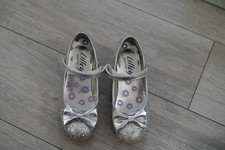 Girls Silver Sparkle Heeled