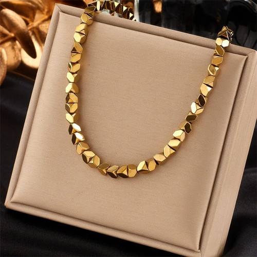 Gold geometric necklace 316l - necklace,