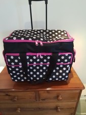 Sewing Machine Trolley Bag Black and White Spot with Pink Trim - 53 x 41 x 29cm