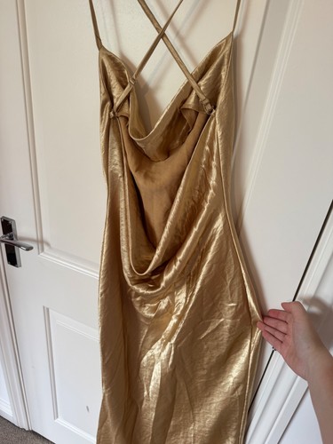 Sexy back gold satin - , dress