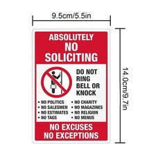 No Soliciting junk mail Sign for Home Front Door Warning Sticker  cold calling