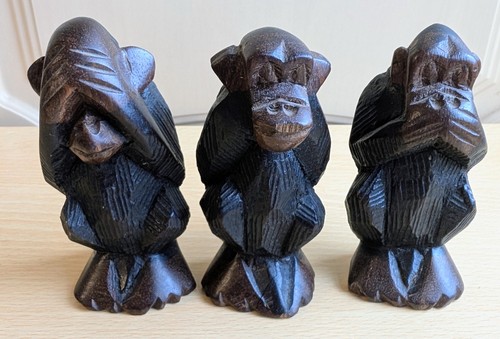 Wooden three wise monkeys - three,