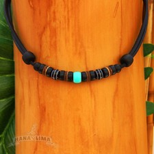 Surfer Necklace Leather Mens Women Surf Jewelery Turquoise