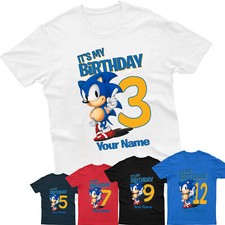 It's My Birthday T Shirt Personalised Sonic Age Children Birthday Kids Boys Xmas